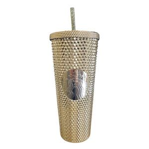 Starbucks Holiday 2022 Tumbler Gold Studded 24 oz Venti New Xmas Drink Glam